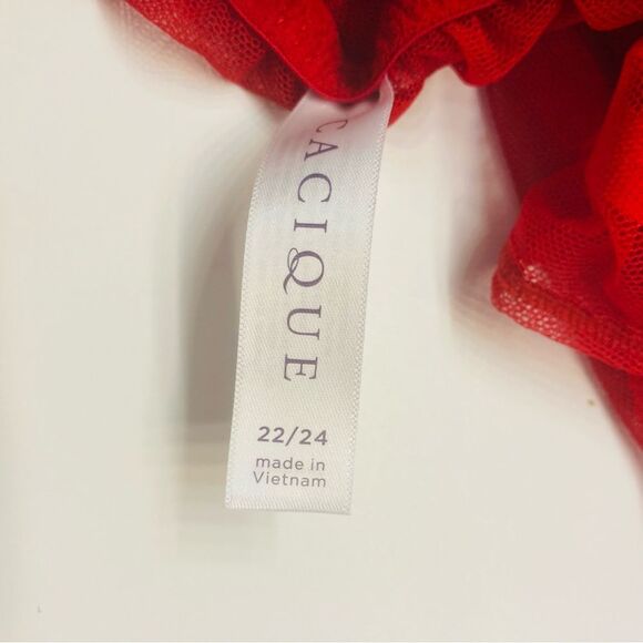 Cacique Heart Lace Cherry Romper Crossover Neck Plus Size 22/24 Haute‎ Red NEW - Picture 9 of 12